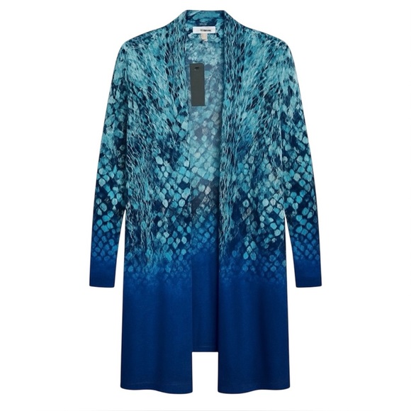 NWT Chico’s Blue Ombre Seaside Serpent Print Open Front Cardigan Summer 3 (XL) - Picture 1 of 5